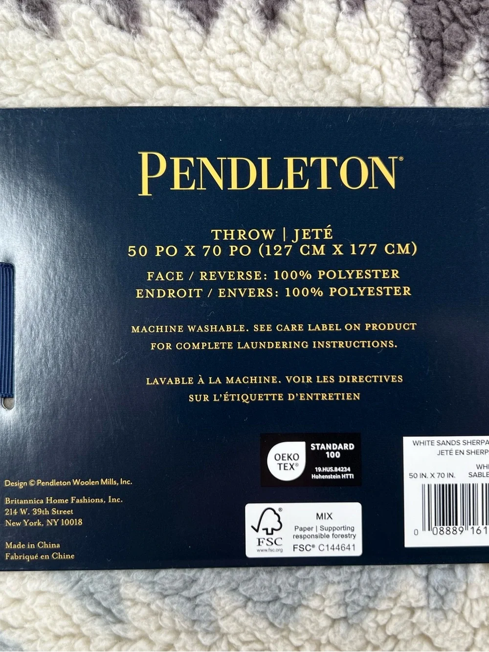 PENDLETON WHITE SANDS 50 x 70 REVERSIBLE SHERPA THROW BLANKET